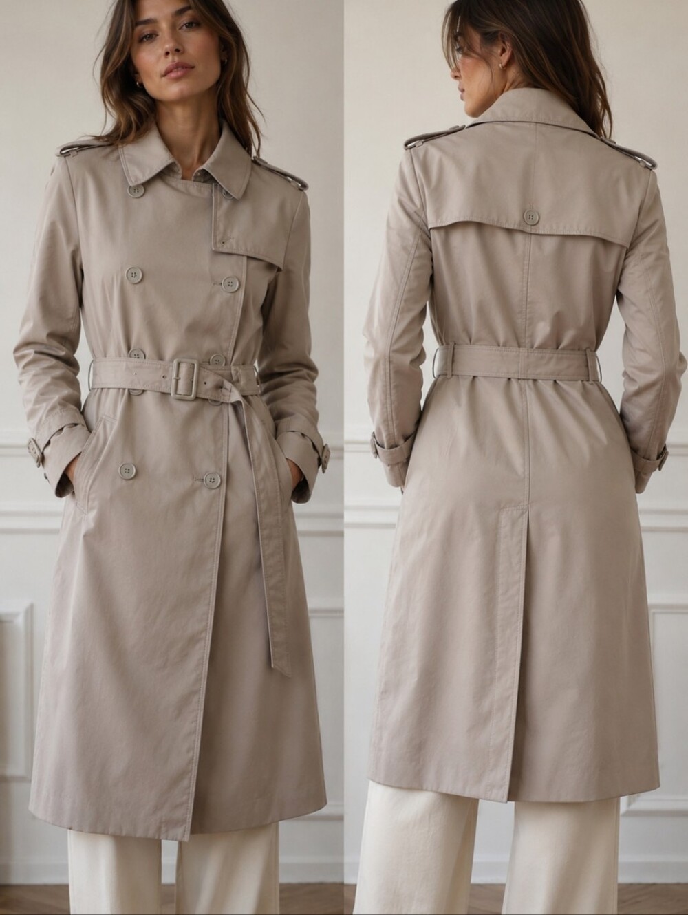 Normakamali Beige Belted Trench Coat XS Quiet Luxury Old Money Parisian Chic